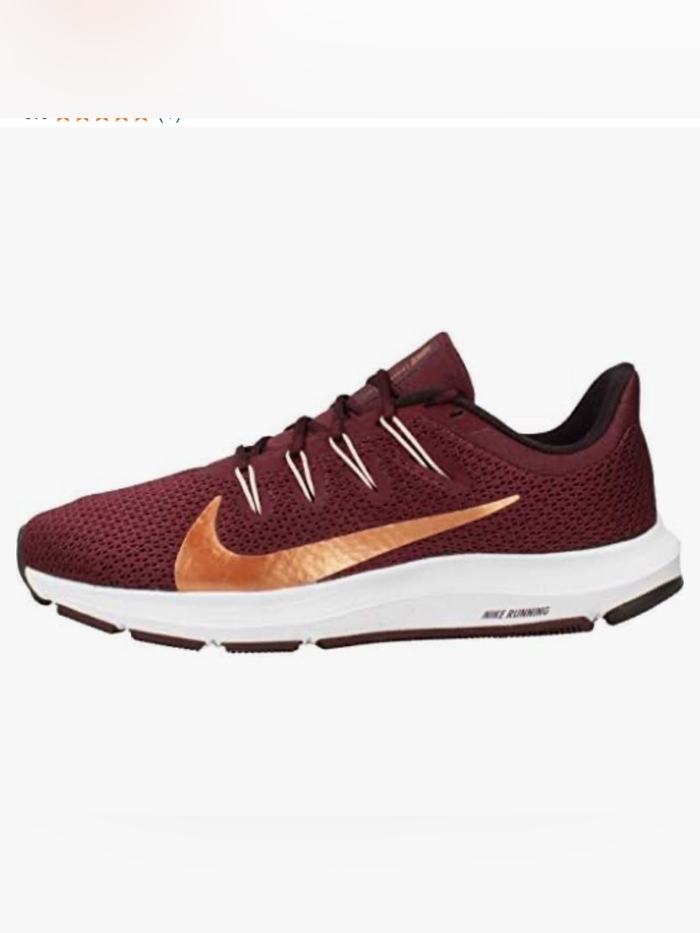 Nike Women's Quest Running Shoes Size 7 Maroon Burgundy Red Gold Sneakers